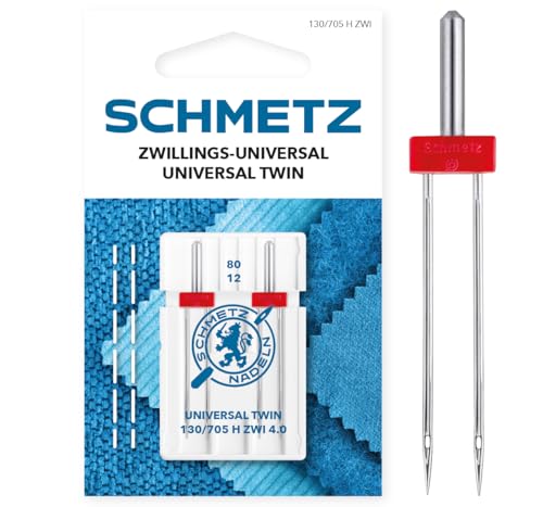 SCHMETZ Nähmaschinennadeln 2 Zwillings-Universal-Nadeln 4,0/80 | 130/705 H ZWI 4.0 | Auf allen Haushaltsnähmaschinen mit Zickzack-Funktion einsetzbar von SCHMETZ