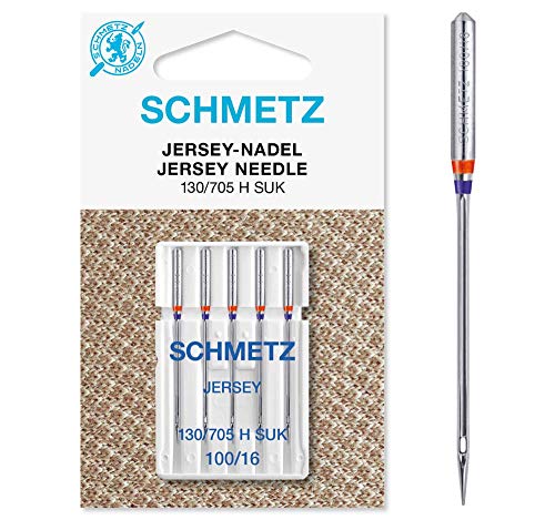 SCHMETZ | 5 Nähmaschinennadeln | Jersey | 130/705 H SUK | Nadeldicke 100/16 | auf jeder gängigen Haushaltsnähmaschine einsetzbar von SCHMETZ
