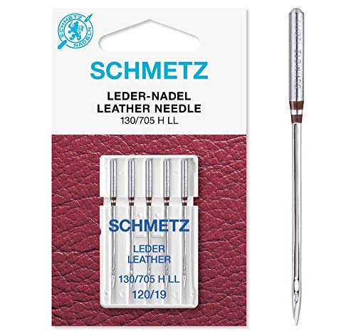 SCHMETZ Nähmaschinennadeln | 5 Leder-Nadeln LL | 130/705 H LL | Nadeldicke 120/19 | auf allen gängigen Haushaltsnähmaschinen einsetzbar | geeignet für das Vernähen von Leder von SCHMETZ