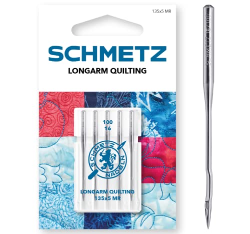 SCHMETZ | 5 Nähmaschinennadeln | Longarm Quilting | 135X5 MR | Nadeldicke 100/16 | Geeignet für das Quilten mit speziellen Longarm-Maschinen von SCHMETZ