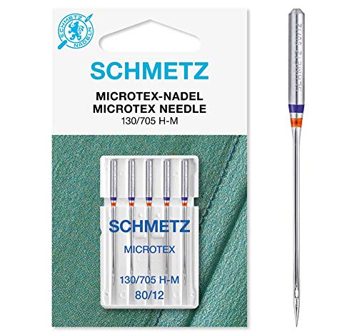 SCHMETZ Nähmaschinennadeln | 5 Microtex-Nadeln | 130/705 H-M | Nadeldicke 80/12 | auf allen gängigen Haushaltsnähmaschinen einsetzbar | geeignet für besonders dichtes oder feines Gewebe von SCHMETZ