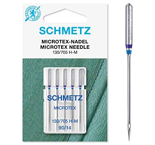 SCHMETZ Nähmaschinennadeln | 5 Microtex-Nadeln | 130/705 H-M | Nadeldicke 90/14 | auf allen gängigen Haushaltsnähmaschinen einsetzbar | geeignet für besonders dichtes oder feines Gewebe von SCHMETZ