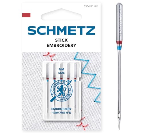 SCHMETZ Nähmaschinennadeln 5 Stick-Nadeln | 130/705 H-E | Nadeldicke: 75/11| Geeignet für das Nähen und Sticken auf allen gängigen Haushaltsnähmaschinen und Haushaltsstickmaschinen von SCHMETZ