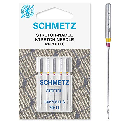 SCHMETZ Nähmaschinennadeln | 5 Stretch-Nadeln | 130/705 H-S | Nadeldicke 75/11 | auf allen gängigen Haushaltsnähmaschinen einsetzbar von SCHMETZ