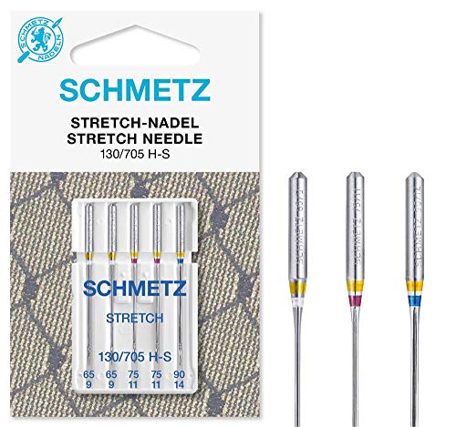 SCHMETZ Nähmaschinennadeln | 5 Stretch-Nadeln | 130/705 H-S | Nadeldicken: 2x 65/9, 2x 75/11 und 1x 90/14| auf allen gängigen Haushaltsnähmaschinen einsetzbar von SCHMETZ