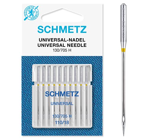 SCHMETZ Nähmaschinennadeln: 10 Universal-Nadeln, Nadeldicke 110/18, 130/705 H, auf jeder gängigen Haushaltsnähmaschine einsetzbar von SCHMETZ