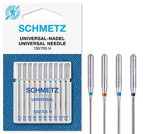 SCHMETZ | 10 Nähmaschinennadeln | Universal | 130/705 H | Nadeldicke 70/10-100/16 | auf jeder gängigen Haushaltsnähmaschine einsetzbar von SCHMETZ