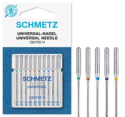 SCHMETZ Nähmaschinennadeln: 10 Universal-Nadeln, Nadeldicke 70/10-110/18, Nähset, 130/705 H, Standardnadeln, auf jeder gängigen Haushaltsnähmaschine einsetzbar von SCHMETZ