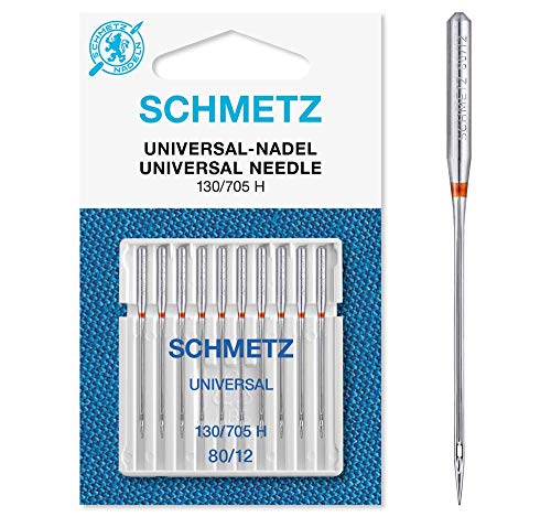 SCHMETZ Nähmaschinennadeln: 10 Universal-Nadeln, Nadeldicke 80/12, 130/705 H, auf jeder gängigen Haushaltsnähmaschine einsetzbar von SCHMETZ