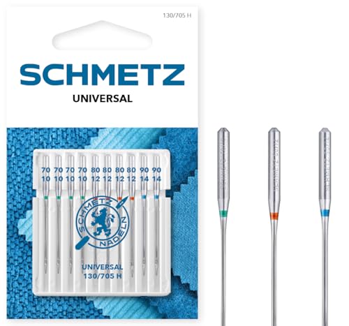 SCHMETZ Nähmaschinennadeln: 10 Universal-Nadeln, Standardnadeln, Nadeldicke 70/10-90/14, Nähset, 130/705 H, auf jeder gängigen Haushaltsnähmaschine einsetzbar von SCHMETZ