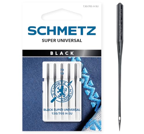 SCHMETZ | 5 Nähmaschinennadeln | Black Super Universal | 130/705 H-SU | Nadeldicke 70/10 | Mit besonderer Antihaftbeschichtung | auf jeder gängigen Haushaltsnähmaschine einsetzbar SCHMETZ | 5 Nähmaschinennadeln | Black Super Universal | 130/705 H-SU | Nadeldicke 70/10 | Mit besonderer Antihaftbeschichtung | auf jeder gängigen Haushaltsnähmaschine einsetzbar von SCHMETZ