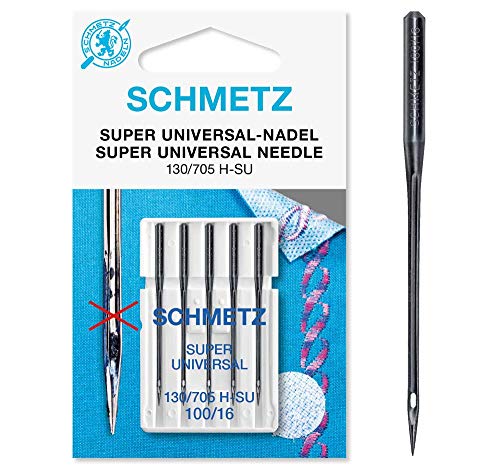 SCHMETZ Nähmaschinennadeln: 5 Super Universal-Nadeln, Nadeldicke 70/10, 130/705 H-SU, auf jeder gängigen Haushaltsnähmaschine einsetzbar, Maschinennadel mit besonderer Antihaftbeschichtung von SCHMETZ