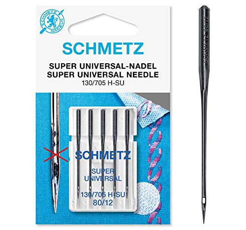 SCHMETZ | 5 Nähmaschinennadeln | Black Super Universal | 130/705 H-SU | Nadeldicke 80/12 | Mit besonderer Antihaftbeschichtung | auf jeder gängigen Haushaltsnähmaschine einsetzbar von SCHMETZ