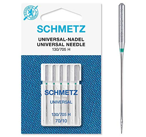 SCHMETZ Nähmaschinennadeln: 5 Universal-Nadeln, Nadeldicke 70/10, 130/705 H, auf jeder gängigen Haushaltsnähmaschine einsetzbar von SCHMETZ