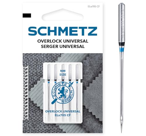 SCHMETZ | 5 Nähmaschinennadeln | Overlock Universal | ELX705 CF/SY 2022 | Nadeldicke 80/12 | Hinweis: Überprüfen Sie das empfohlene Nadelsystem in der Bedienungsanleitung von SCHMETZ