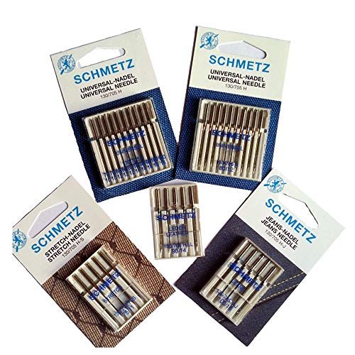 SCHMETZ Nadeln-Set, Nadeln für Jeans, Stretch und Leder, 40er Pack, Nähmaschinen-Nadel-Set von SCHMETZ