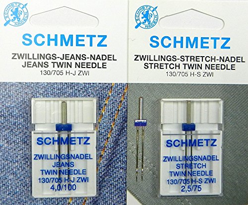 SCHMETZ Stretch Zillings Twin Nadel 2,5/75 // Jeans Zwillings Twin Nadel 4,0/100 / System 130/705 von SCHMETZ