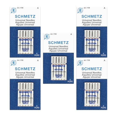 SCHMETZ Universal-Nähmaschinennadeln, Größe 80/12, 5 Nadelkarten, 5 Stück von SCHMETZ
