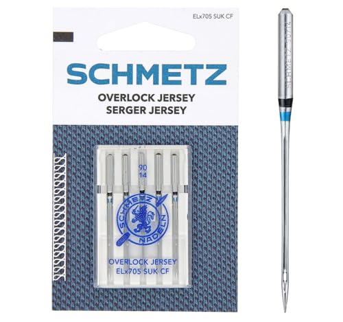 Schmetz Overlocknadeln – 90 (14) Jersey, mittlere Kugelspitze, ideal für Strick- und Stretchstoffe, 5er-Pack von SCHMETZ