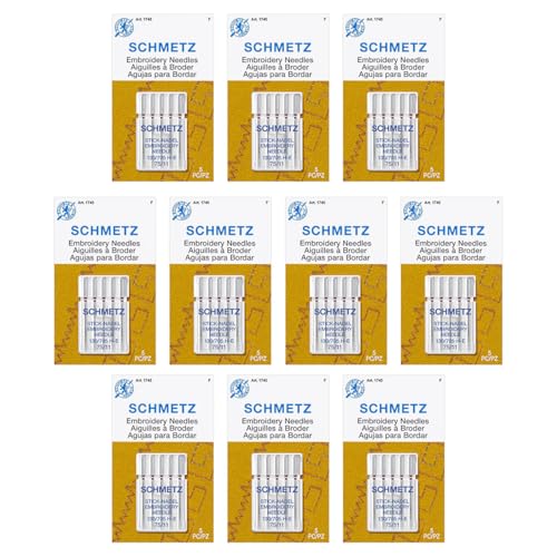 Schmetz Stickmaschinennadeln, Größe 75/11, Box mit 10 Karten, 50 Stück Schmetz Stickmaschinennadeln, Größe 75/11, Box mit 10 Karten, 50 Stück von SCHMETZ