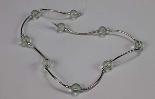 Raffhalter mit Perlen Dekokette Gardinenhalter Spannweite 65 cm Silber- Hellgrün von SCHMIDTGARD STOFFE