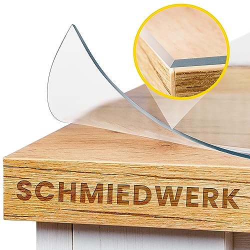 SCHMIEDWERK Tischschutz transparent nach Maß in 2mm mit Wohlfühlkante - glasklare Folie - Schutzfolie für Möbel - Tischfolie Made in Germany - Tischschutzmatte (100x205cm) von SCHMIEDWERK