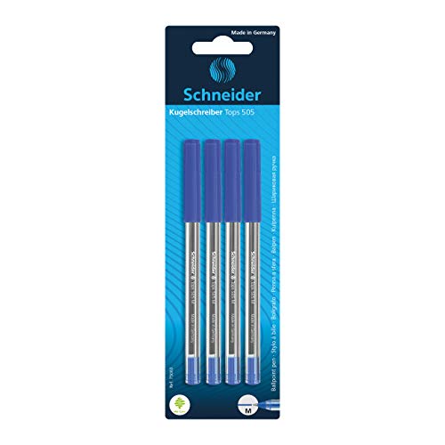 SCHNEIDER Tops 505 Kugelschreiber mit Kapuze, mittlere Spitze, Blau, 4 Stück SCHNEIDER Tops 505 Kugelschreiber mit Kapuze, mittlere Spitze, Blau, 4 Stück von Schneider