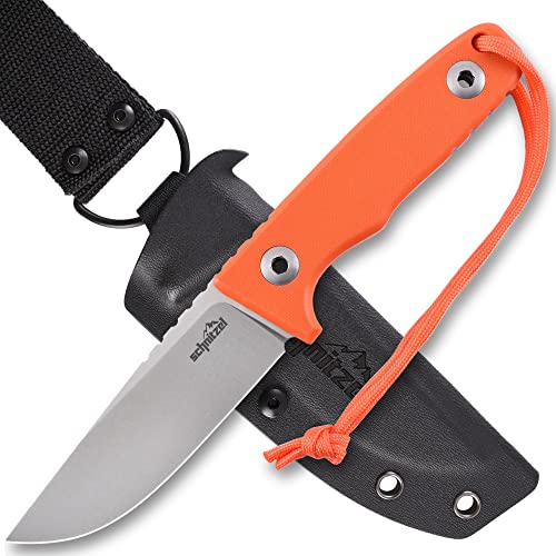 SCHNITZEL TRI - Outdoormesser mit Kydex-Scheide und Dangler Tragesystem - Bushcraft Jagdmesser Outdoor Messer Freizeitmesser Erwachsene (Orange) von SCHNITZEL
