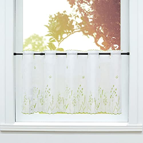 SCHOAL Scheibengardine Landhaus Leinen Bistrogardine Küche Gardinen Transparent Vorhänge Weiß Kurzgardine Bestickt mit Blumen-Stickerei 1 Stück HxB 60x145cm #5 SCHOAL Scheibengardine Landhaus Leinen Bistrogardine Küche Gardinen Transparent Vorhänge Weiß Kurzgardine Bestickt mit Blumen-Stickerei 1 Stück HxB 60x145cm #5 von SCHOAL