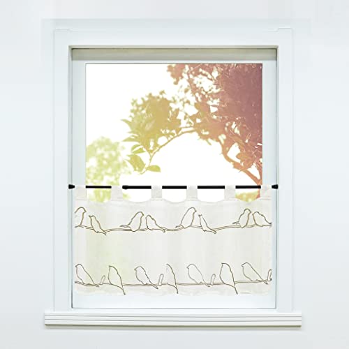 SCHOAL Scheibengardine Leinen Bistrogardinen mit Schlaufen Küche Gardinen Transparent Stores Vorhänge Kurzgardine Bestickt Vogelmotiv HxB 30x90cm 1 Stück SCHOAL Scheibengardine Leinen Bistrogardinen mit Schlaufen Küche Gardinen Transparent Stores Vorhänge Kurzgardine Bestickt Vogelmotiv HxB 30x90cm 1 Stück von SCHOAL