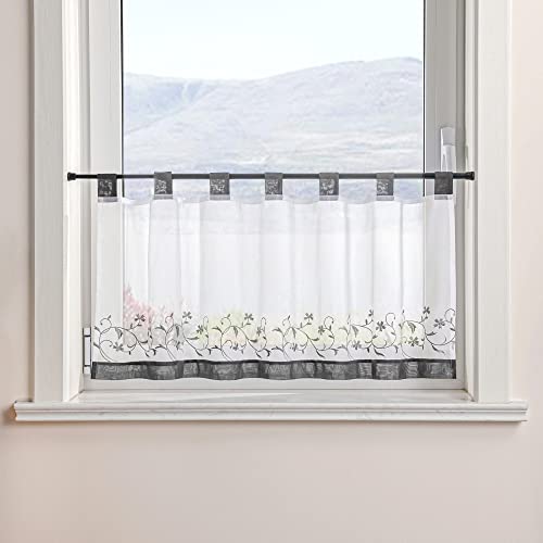SCHOAL Scheibengardine Voile Bistrogardinen mit Schlaufen Küche Gardinen Landhaus Kurzstores Vorhänge Kurzgardine Bestickt Grau 1 Stück HxB 60x90cm SCHOAL Scheibengardine Voile Bistrogardinen mit Schlaufen Küche Gardinen Landhaus Kurzstores Vorhänge Kurzgardine Bestickt Grau 1 Stück HxB 60x90cm von SCHOAL