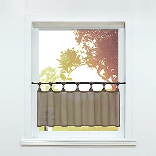 SCHOAL Scheibengardine Voile Bistrogardinen mit Schlaufen Küche Gardinen Transparent Stores Vorhänge Kurzgardine Uni Braun #1 1 Stück HxB 45x120cm SCHOAL Scheibengardine Voile Bistrogardinen mit Schlaufen Küche Gardinen Transparent Stores Vorhänge Kurzgardine Uni Braun #1 1 Stück HxB 45x120cm von SCHOAL