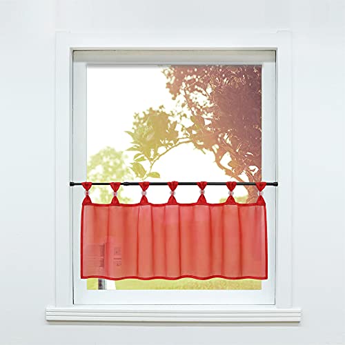 SCHOAL Scheibengardine Voile Bistrogardinen mit Schlaufen Küche Gardinen Transparent Stores Vorhänge Kurzgardine Uni Rot 1 Stück HxB 45x145cm SCHOAL Scheibengardine Voile Bistrogardinen mit Schlaufen Küche Gardinen Transparent Stores Vorhänge Kurzgardine Uni Rot 1 Stück HxB 45x145cm von SCHOAL