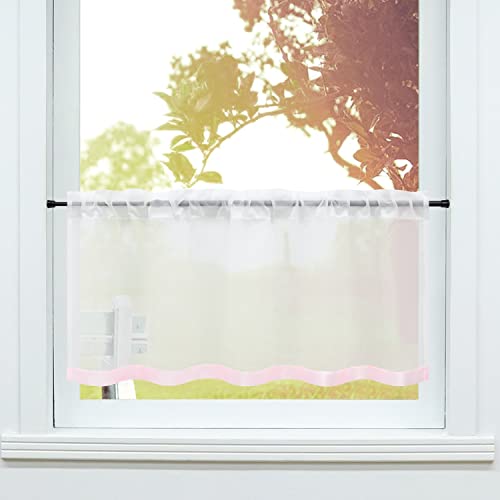 SCHOAL Scheibengardine Voile Bistrogardinen mit Tunnelzug Küche Gardinen Modern Kurzstores Vorhänge Kurzgardine mit Satinband Violett 1 Rosa HxB 60x120cm SCHOAL Scheibengardine Voile Bistrogardinen mit Tunnelzug Küche Gardinen Modern Kurzstores Vorhänge Kurzgardine mit Satinband Violett 1 Rosa HxB 60x120cm von SCHOAL