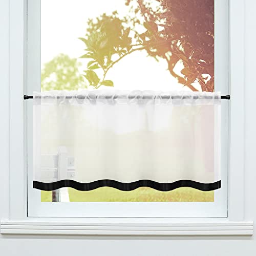 SCHOAL Scheibengardine Voile Bistrogardinen mit Tunnelzug Küche Gardinen Modern Kurzstores Vorhänge Kurzgardine mit Satinband Violett 1 Schwarz HxB 45x120cm SCHOAL Scheibengardine Voile Bistrogardinen mit Tunnelzug Küche Gardinen Modern Kurzstores Vorhänge Kurzgardine mit Satinband Violett 1 Schwarz HxB 45x120cm von SCHOAL