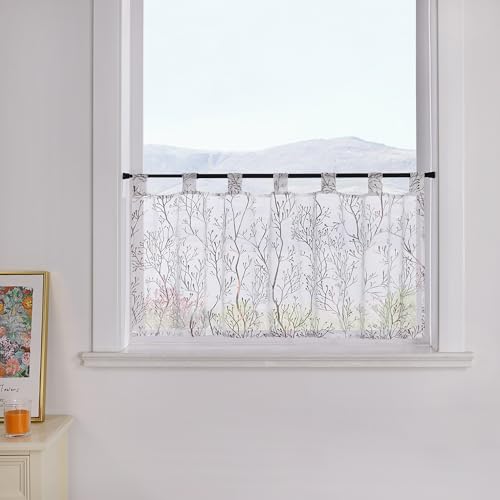 SCHOAL Scheibengardine mit Schlaufen Gardine Transparent Kurzgardine mit Zweig Muster Bistrogardine Modern 1 Stück HxB 60x90cm Braun SCHOAL Scheibengardine mit Schlaufen Gardine Transparent Kurzgardine mit Zweig Muster Bistrogardine Modern 1 Stück HxB 60x90cm Braun von SCHOAL