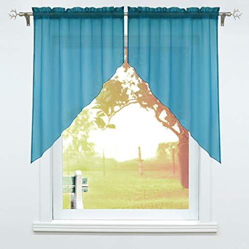 SCHOAL Scheibengardinen Küche Bistrogardinen Voile 2 Stück Kurzgardinen Set Kleinfenster Gardinen mit Kräuselband/Tunnelzug Blau #1 BxH 90x100cm SCHOAL Scheibengardinen Küche Bistrogardinen Voile 2 Stück Kurzgardinen Set Kleinfenster Gardinen mit Kräuselband/Tunnelzug Blau #1 BxH 90x100cm von SCHOAL