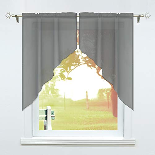 SCHOAL Scheibengardinen Küche Bistrogardinen Voile 2 Stück Kurzgardinen Set Kleinfenster Gardinen mit Kräuselband/Tunnelzug Grau BxH 90x100cm SCHOAL Scheibengardinen Küche Bistrogardinen Voile 2 Stück Kurzgardinen Set Kleinfenster Gardinen mit Kräuselband/Tunnelzug Grau BxH 90x100cm von SCHOAL