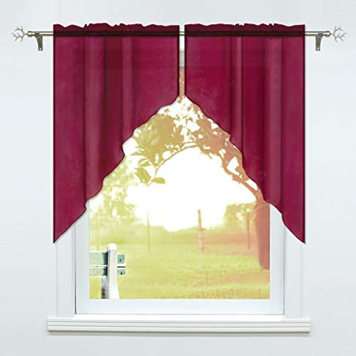 SCHOAL Scheibengardinen Küche Bistrogardinen Voile 2 Stück Kurzgardinen Set Kleinfenster Gardinen mit Kräuselband/Tunnelzug Weinrot BxH 71x91cm SCHOAL Scheibengardinen Küche Bistrogardinen Voile 2 Stück Kurzgardinen Set Kleinfenster Gardinen mit Kräuselband/Tunnelzug Weinrot BxH 71x91cm von SCHOAL