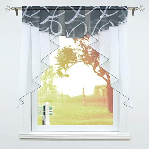 SCHOAL Scheibengardinen Küche Bistrogardinen Voile Transparente Kurzgardinen Kleinfenster Gardinen mit Kräuselband/Tunnelzug 1 Stück BxH 120x145cm Grau SCHOAL Scheibengardinen Küche Bistrogardinen Voile Transparente Kurzgardinen Kleinfenster Gardinen mit Kräuselband/Tunnelzug 1 Stück BxH 120x145cm Grau von SCHOAL