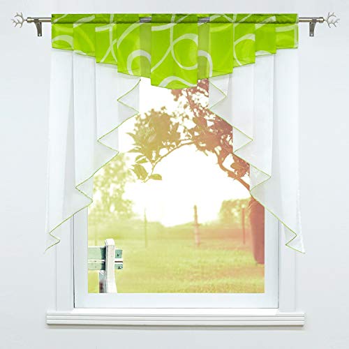 SCHOAL Scheibengardinen Küche Bistrogardinen Voile Transparente Kurzgardinen Kleinfenster Gardinen mit Kräuselband/Tunnelzug 1 Stück BxH 80x80cm Grün SCHOAL Scheibengardinen Küche Bistrogardinen Voile Transparente Kurzgardinen Kleinfenster Gardinen mit Kräuselband/Tunnelzug 1 Stück BxH 80x80cm Grün von SCHOAL