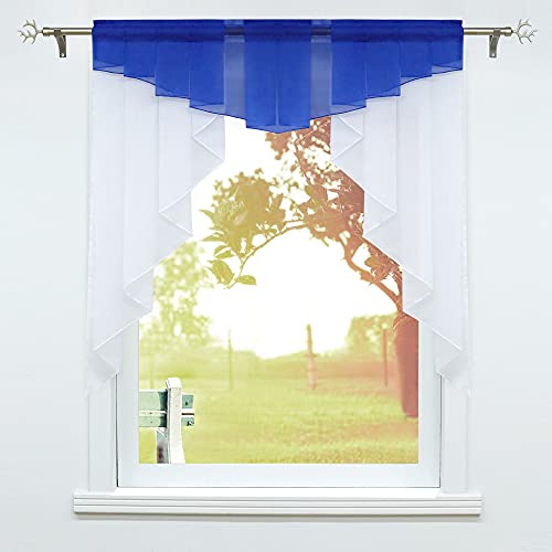 SCHOAL Scheibengardinen Küche Kleinfenster Gardinen mit Kräuselband oder Tunnelzug Bistrogardinen Voile Transparente Kurzgardinen Modern 1 Stück BxH 140x145cm Dunkelblau SCHOAL Scheibengardinen Küche Kleinfenster Gardinen mit Kräuselband oder Tunnelzug Bistrogardinen Voile Transparente Kurzgardinen Modern 1 Stück BxH 140x145cm Dunkelblau von SCHOAL