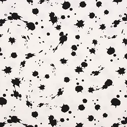 SCHÖNER LEBEN. Baumwolljersey Jerseystoff Splatter Kleckse weiß schwarz 1,45m Breite von SCHÖNER LEBEN.