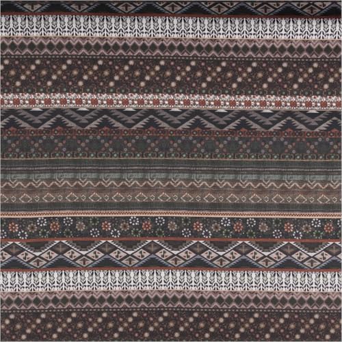 SCHÖNER LEBEN. Baumwollstoff Trachtenstoffe Ethno Blumen Streifen grün braun 1,6m Br von SCHÖNER LEBEN.
