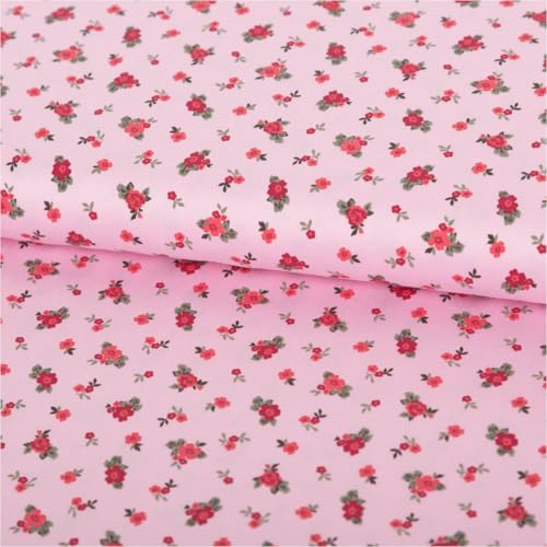 SCHÖNER LEBEN. Baumwollstoff Trachtenstoffe Satin-Touch Rosen Blumen rosa 1,5m Breite von SCHÖNER LEBEN.