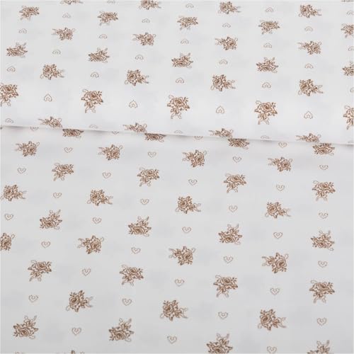 SCHÖNER LEBEN. Baumwollstoff Trachtenstoffe Satin-Touch Rosen Herzen weiß 1,5m Breite von SCHÖNER LEBEN.
