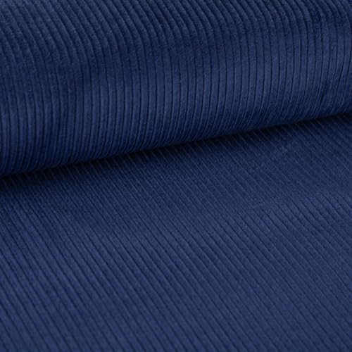 SCHÖNER LEBEN. Cord Stoff BW Bekleidungsstoff Dekostoff 4,5W vorgewaschen blau 1,4m von SCHÖNER LEBEN.