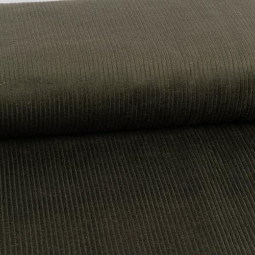 SCHÖNER LEBEN. Cord Stoff BW Dekostoff 4,5W grob Uni dunkel grün 1,4m von SCHÖNER LEBEN.
