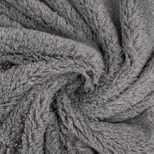 SCHÖNER LEBEN. Fellimitat Kunstfell mit Lurex Glitzer grau silberfarbig 1,5m Breite von SCHÖNER LEBEN.