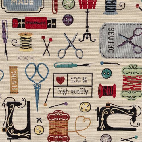 SCHÖNER LEBEN. Gobelin Premium Dekostoff Vintage Sewing Atelier Nähatelier 1,4m Br SCHÖNER LEBEN. Gobelin Premium Dekostoff Vintage Sewing Atelier Nähatelier 1,4m Br von SCHÖNER LEBEN.